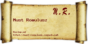Must Romulusz névjegykártya
